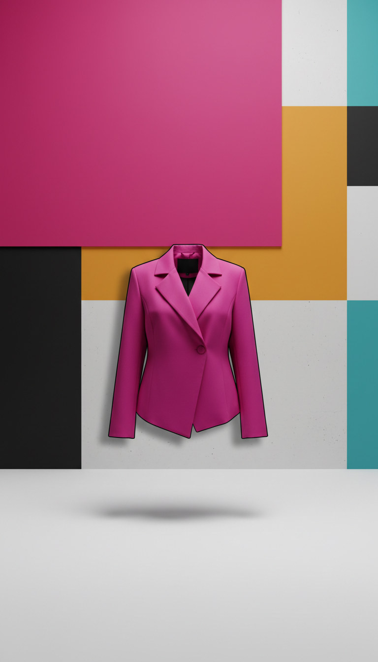 Chaqueta asimétrica magenta eléctrico