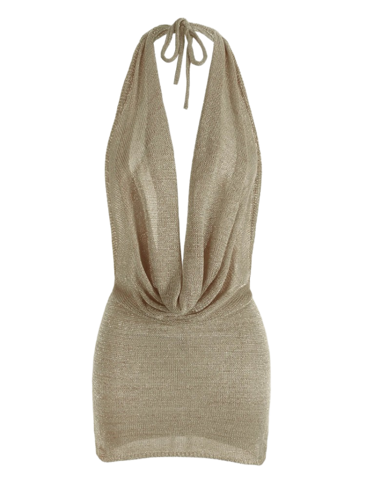 Minivestido de mujer con escote en V profundo y espalda descubierta